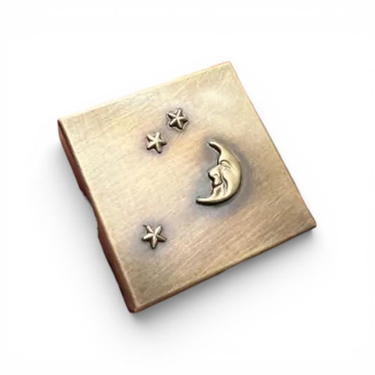 Pill Box | Square Brass 1.25" | Moon & Stars