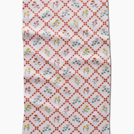 tea towel - microfiber - flowers red/yellow by geometry house