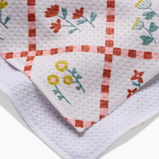 tea towel - microfiber - flowers red/yellow by geometry house