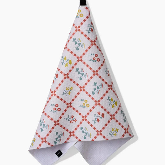 tea towel - microfiber - flowers red/yellow by geometry house