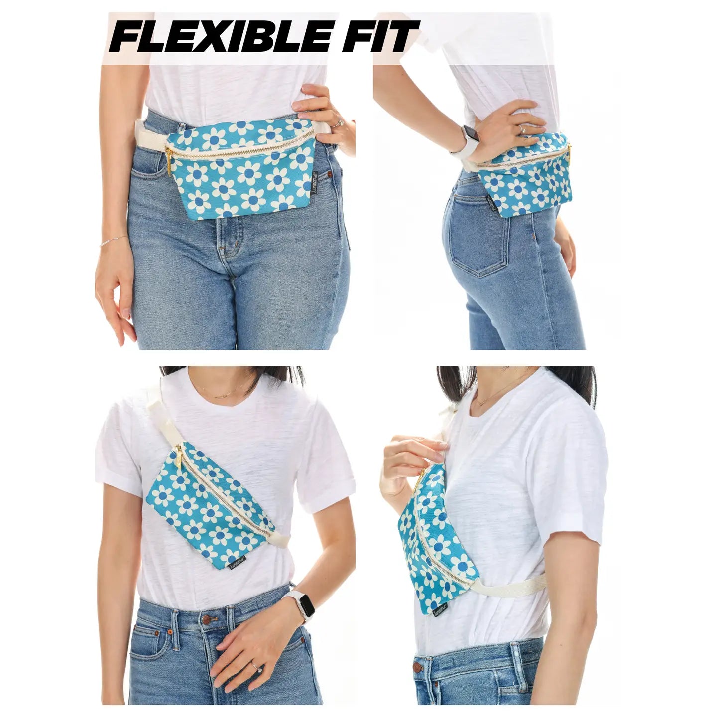 bag - fanny pack slim recycled - daisy blue by fydelity