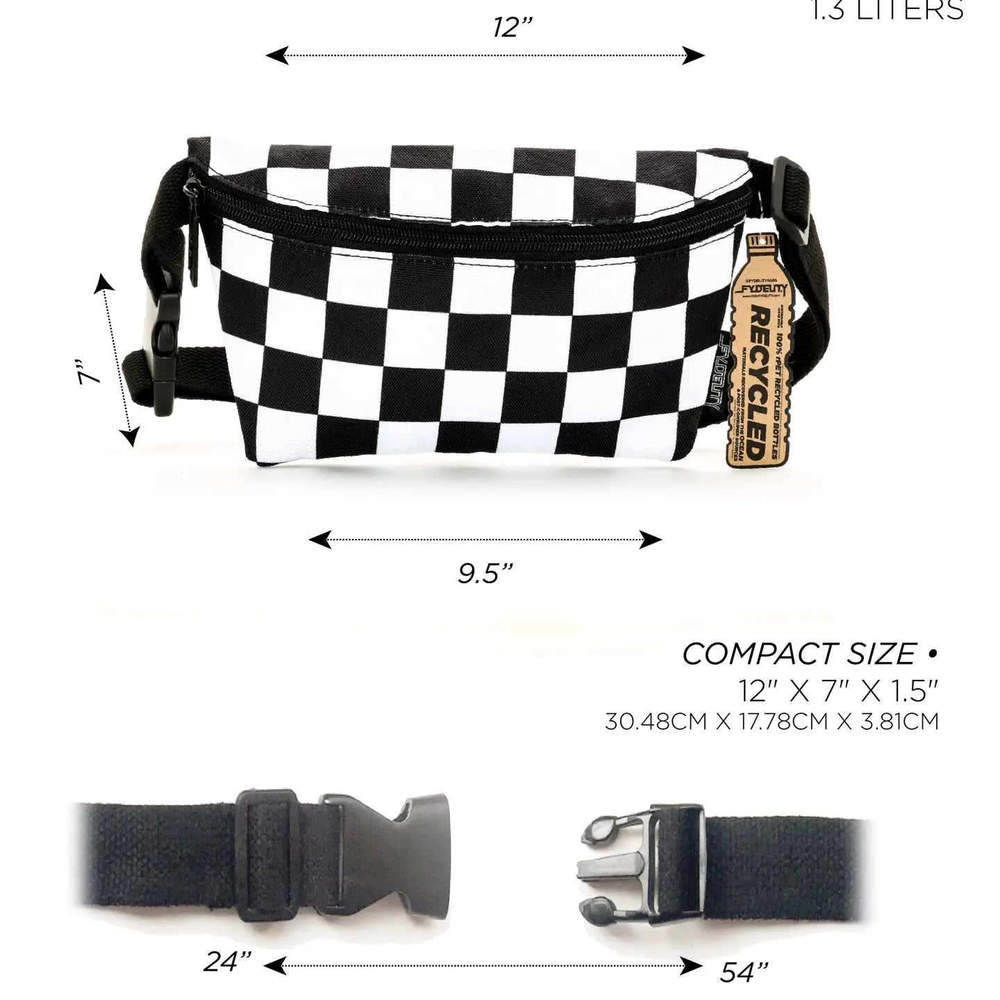 bag - fanny pack slim recycled - checker xl by fydelity