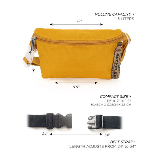 bag - fanny pack ultra-slim recycled - mustard by fydelity