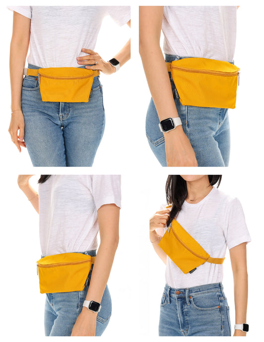 bag - fanny pack ultra-slim recycled - mustard by fydelity