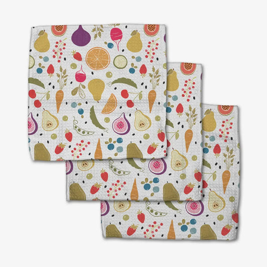 dishcloth set - microfiber - farmers market fruits/veggies by geometry house