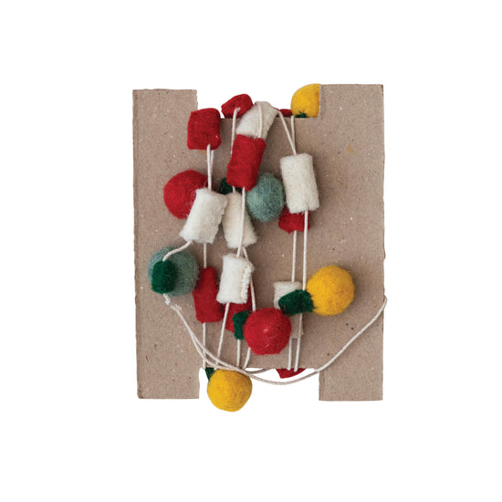 garland - felt pom-pom - multi-color by creative co-op