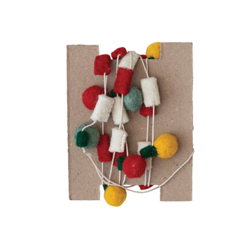 garland - felt pom-pom - multi-color by creative co-op