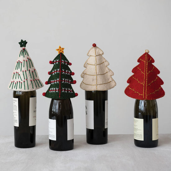 bottle + tree topper - felt tree by creative co-op