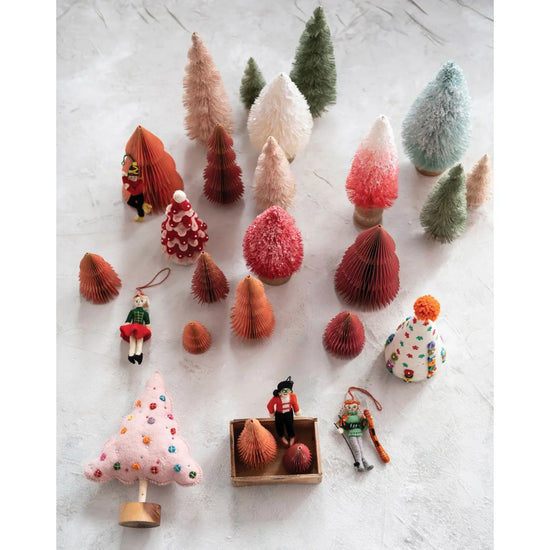 tree - felt wool - pink beads + applique + embroidery by creative co-op