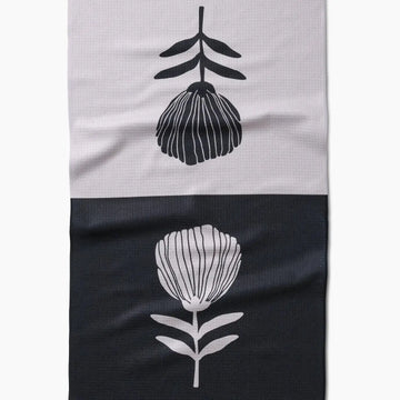 tea towel - microfiber - fika black/white by geometry house