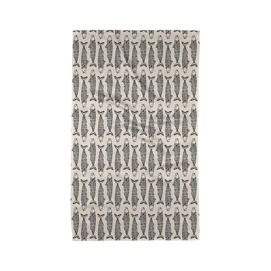 tea towel - microfiber - fish friends black by geometry house