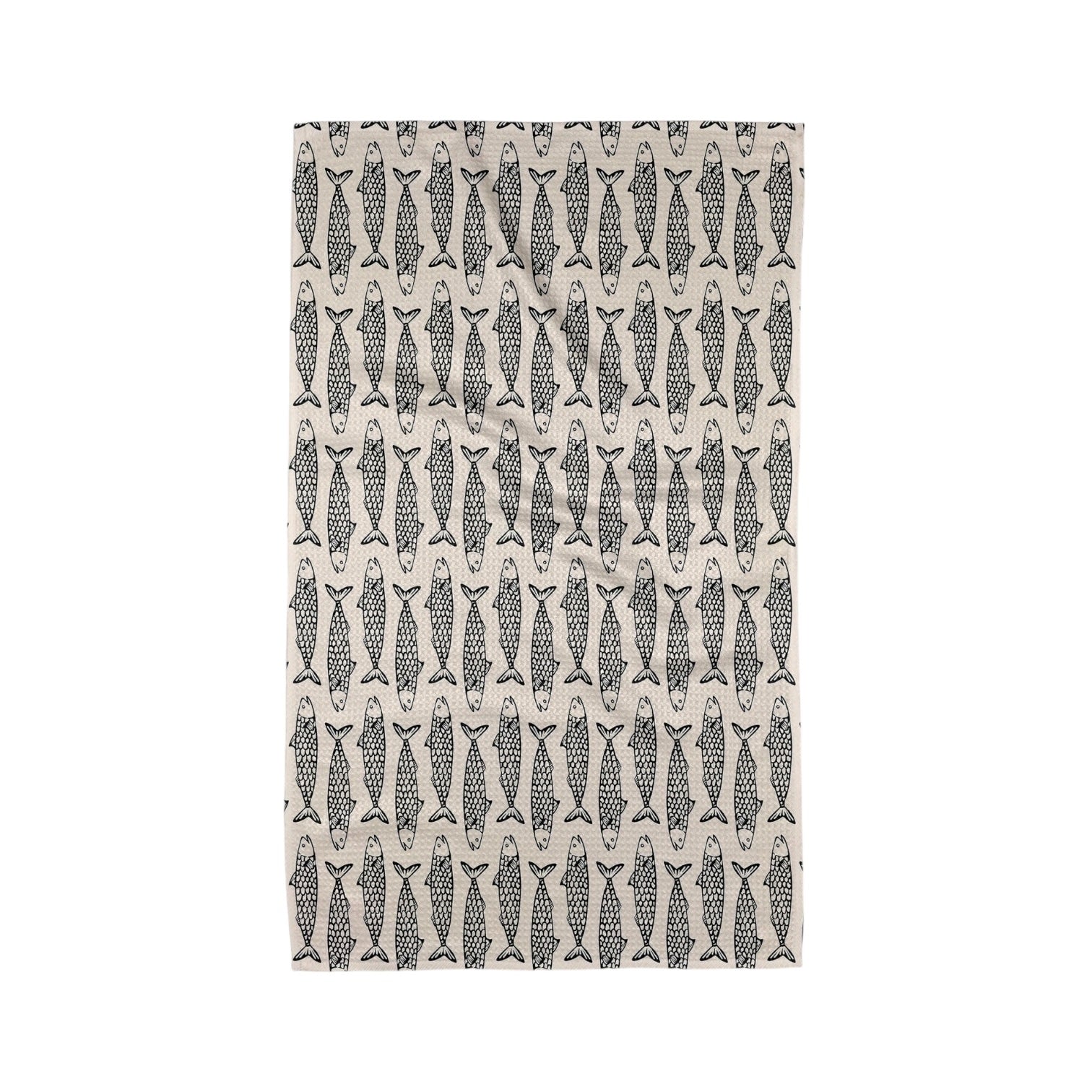 tea towel - microfiber - fish friends black by geometry house