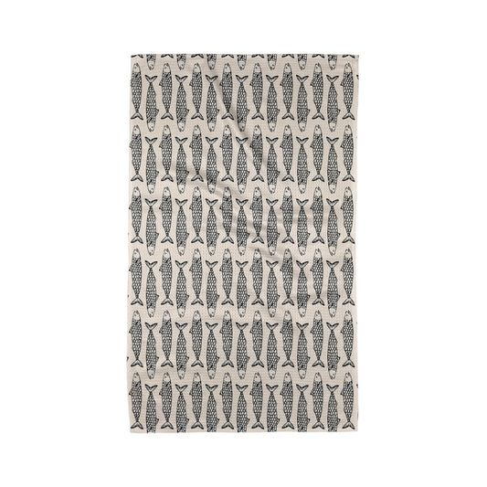 tea towel - microfiber - fish friends black by geometry house