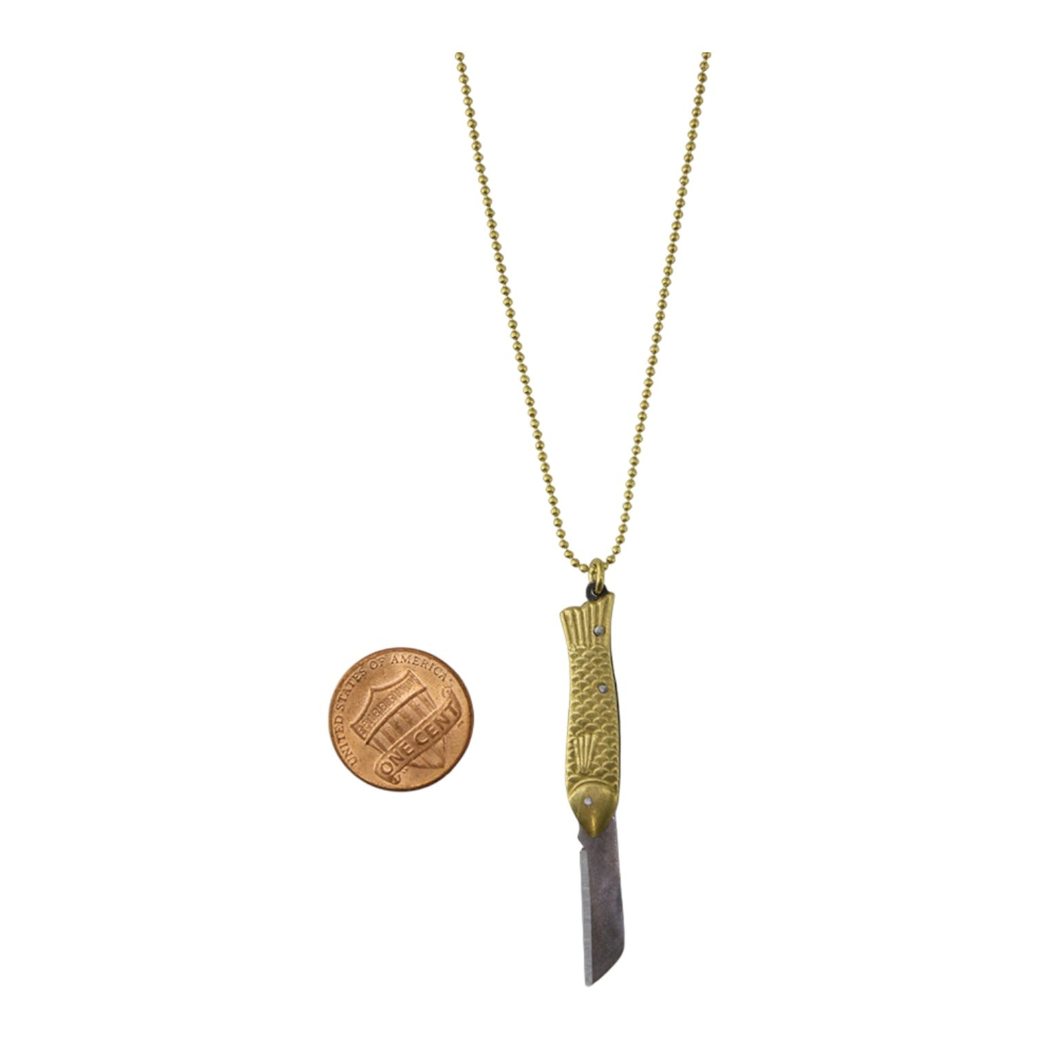 necklace - mini knife - fish by brass sand