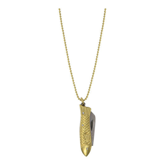necklace - mini knife - fish by brass sand