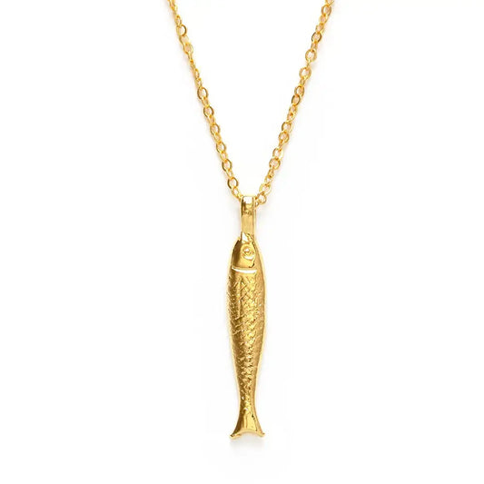 necklace - fish charm - 20" chain - 14kgp by amano studio