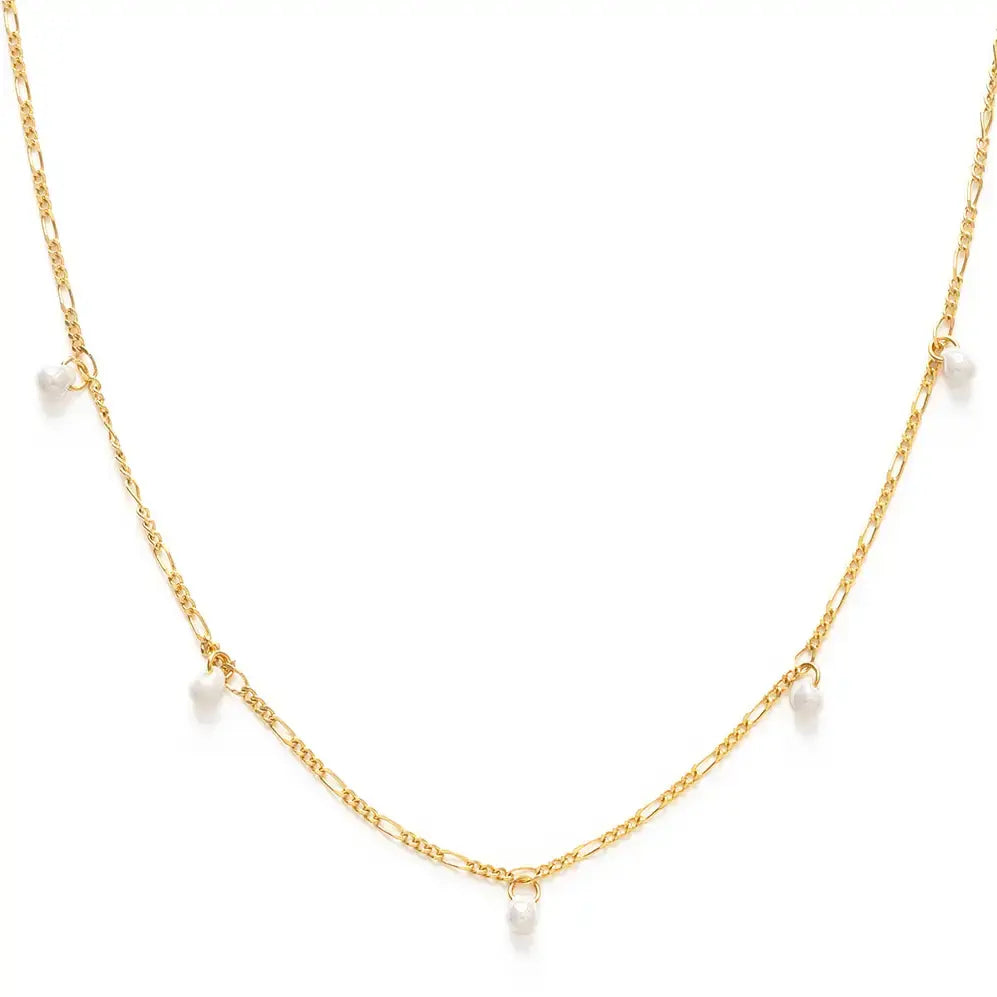 necklace - five graces pearl - 14k gold plate by amano studio