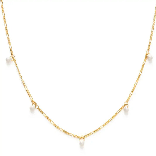 necklace - five graces pearl - 14k gold plate by amano studio