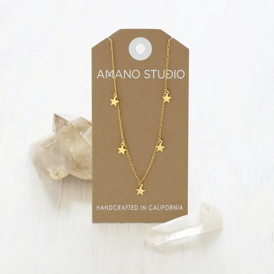 necklace - five stars -14k gold plate by amano studio