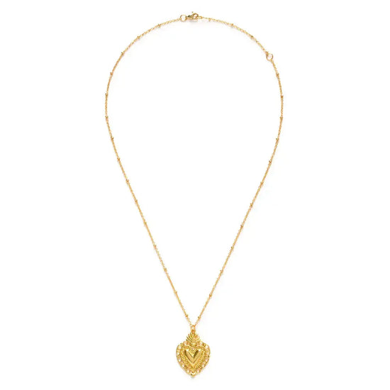 necklace - flame of love heart - 18" chain - 14kgp by amano studio
