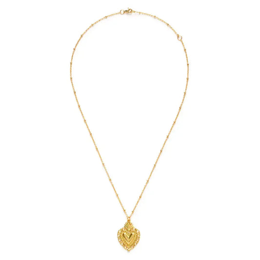 necklace - flame of love heart - 18" chain - 14kgp by amano studio