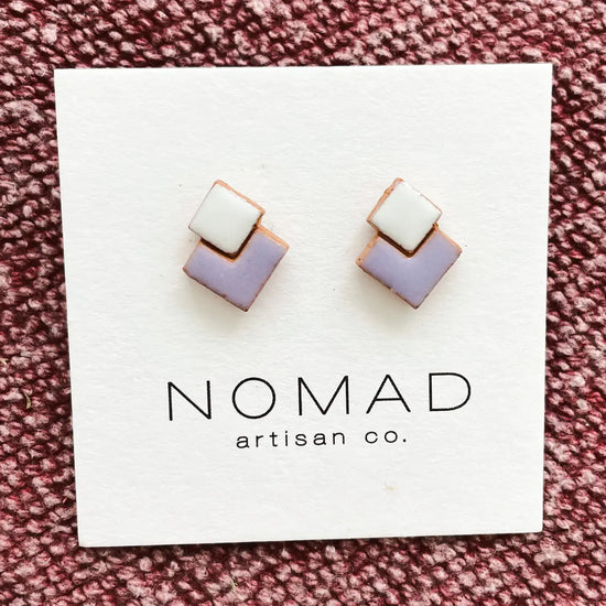 earrings - double square ceramic by nomad artisan co