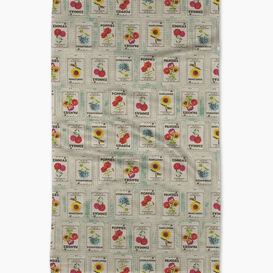 tea towel - microfiber - flower seed packs by geometry house