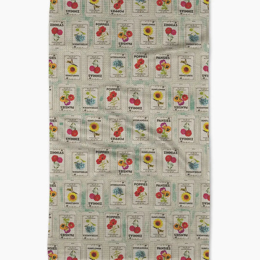 tea towel - microfiber - flower seed packs by geometry house