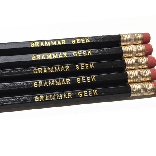 pencil set - engraved - grammar geek by fly paper