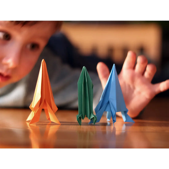 kit - origami flying paper rockets - fold your own by pikkii usa