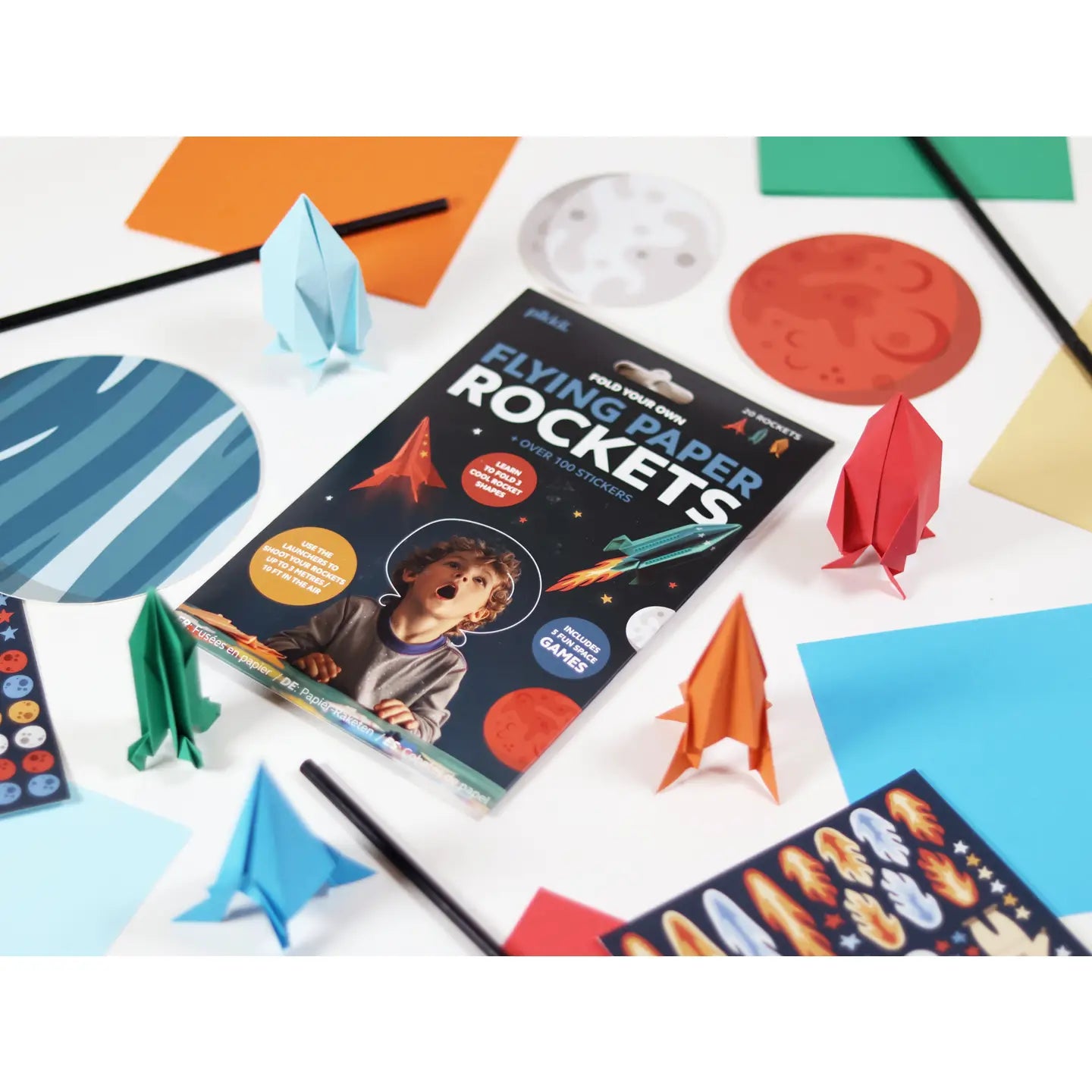 kit - origami flying paper rockets - fold your own by pikkii usa