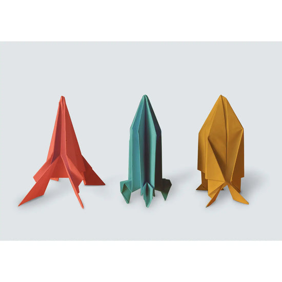 kit - origami flying paper rockets - fold your own by pikkii usa