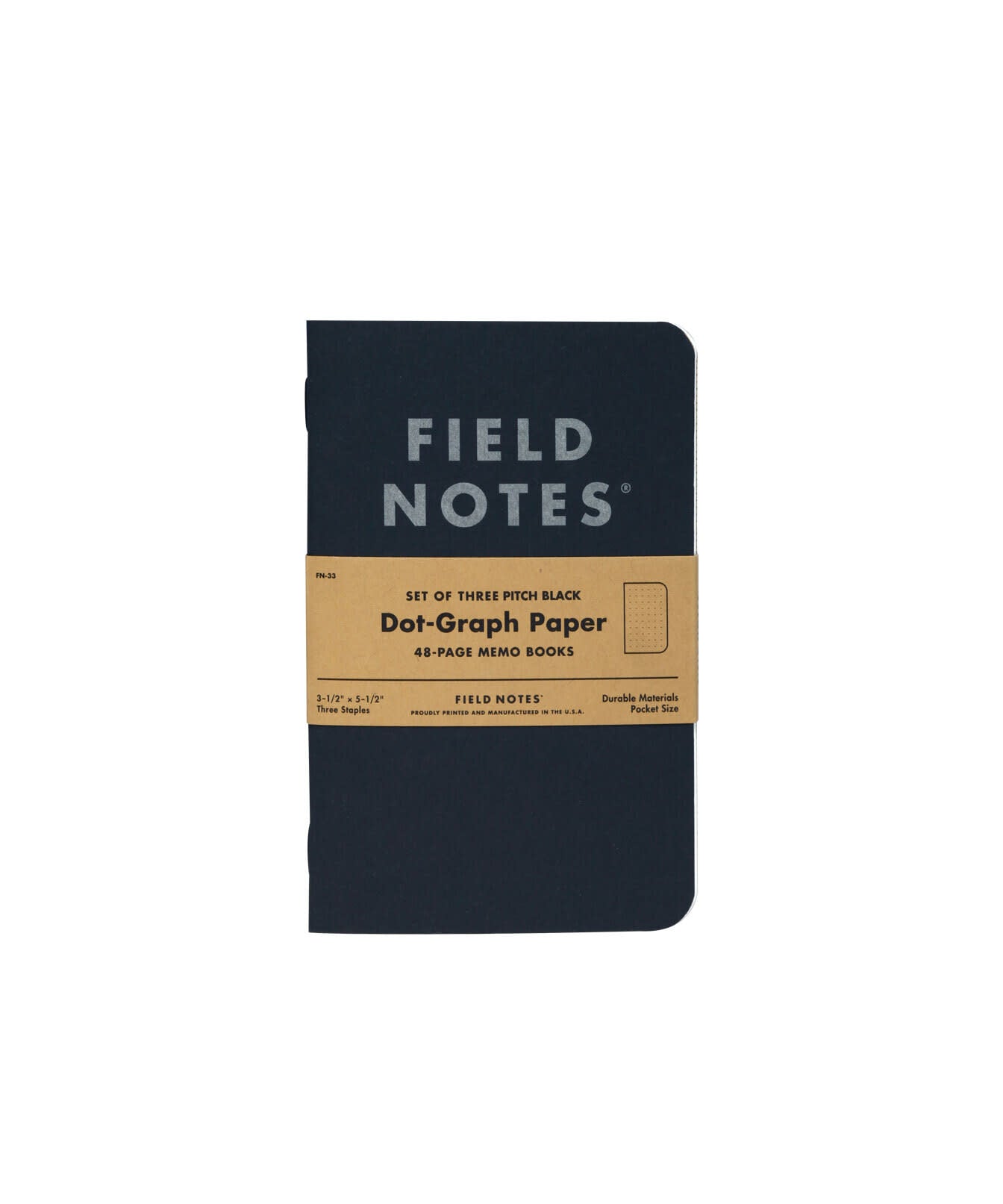 memo book - pitch black - dot graph - 3-pack by field notes