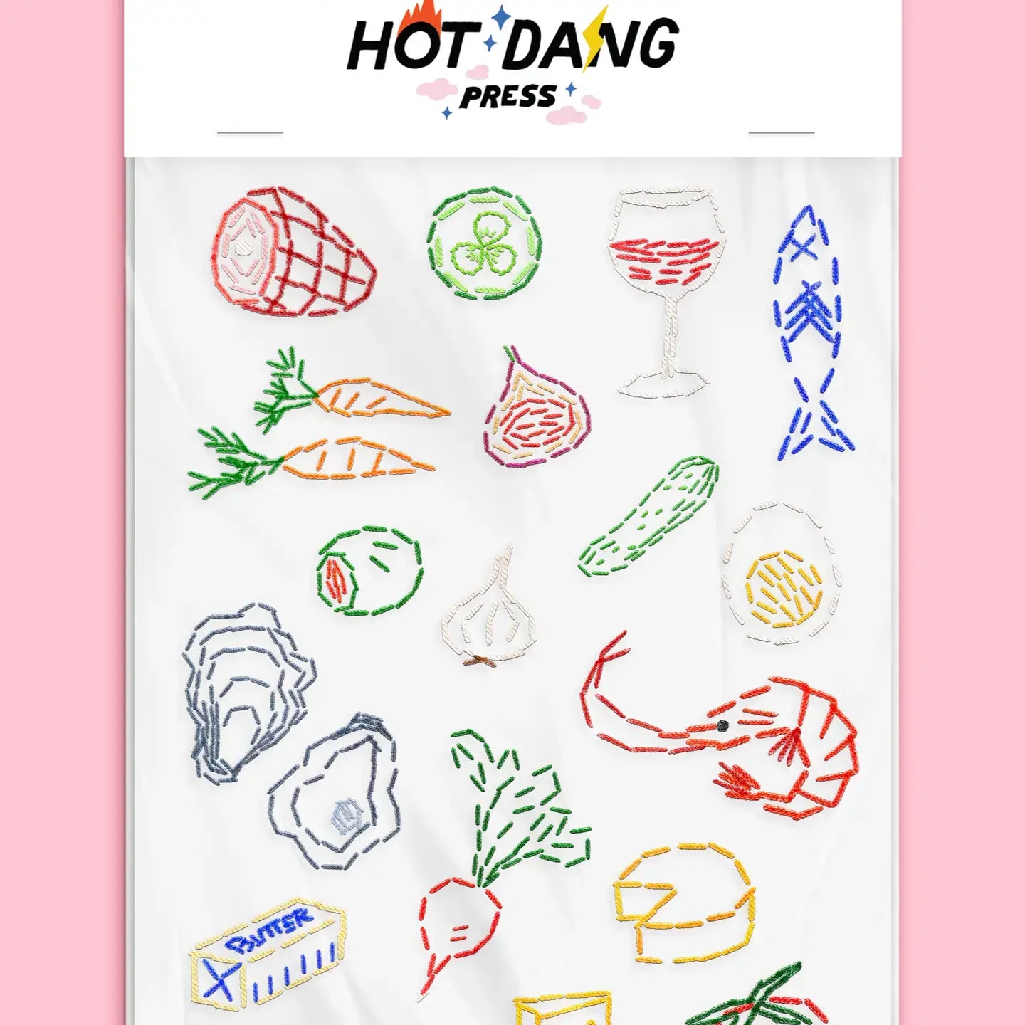 embroidery sheet set - iron-on - food by hot dang press