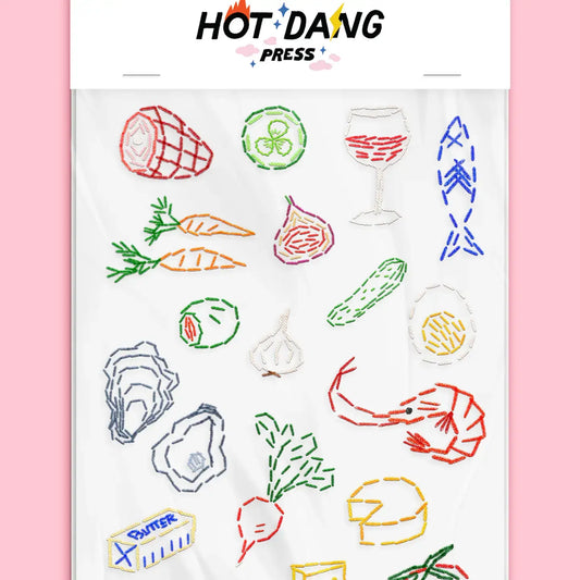 embroidery sheet set - iron-on - food by hot dang press