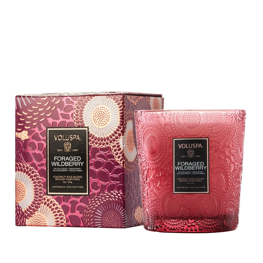 candle - foraged wildberry - classic embossed jar by voluspa
