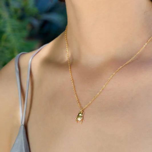 necklace - fortune beetle 19" - 18kgp by peter and june