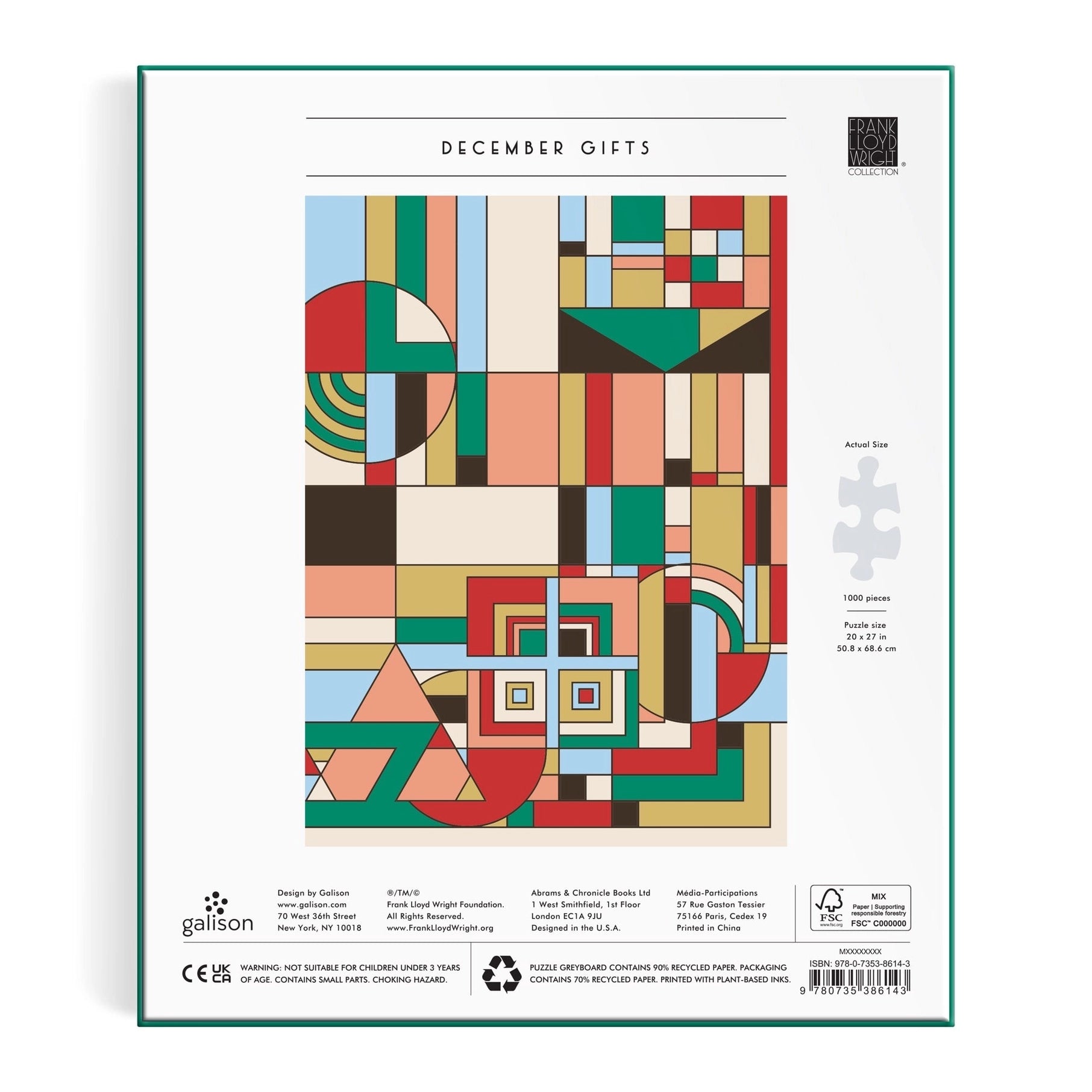 puzzle - frank lloyd wright - december gifts - 1000 piece foil by chronicle books