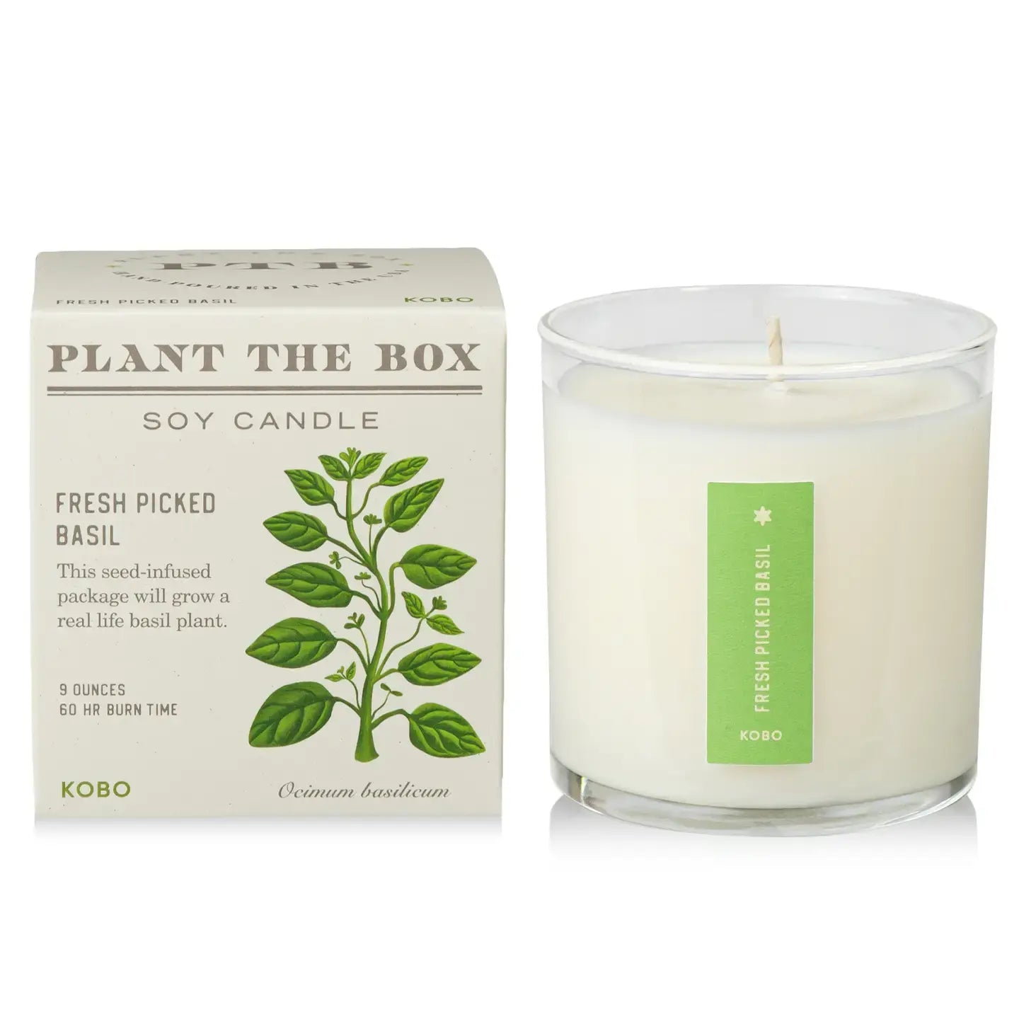 candle - fresh picked basil - 9oz by kobo candles