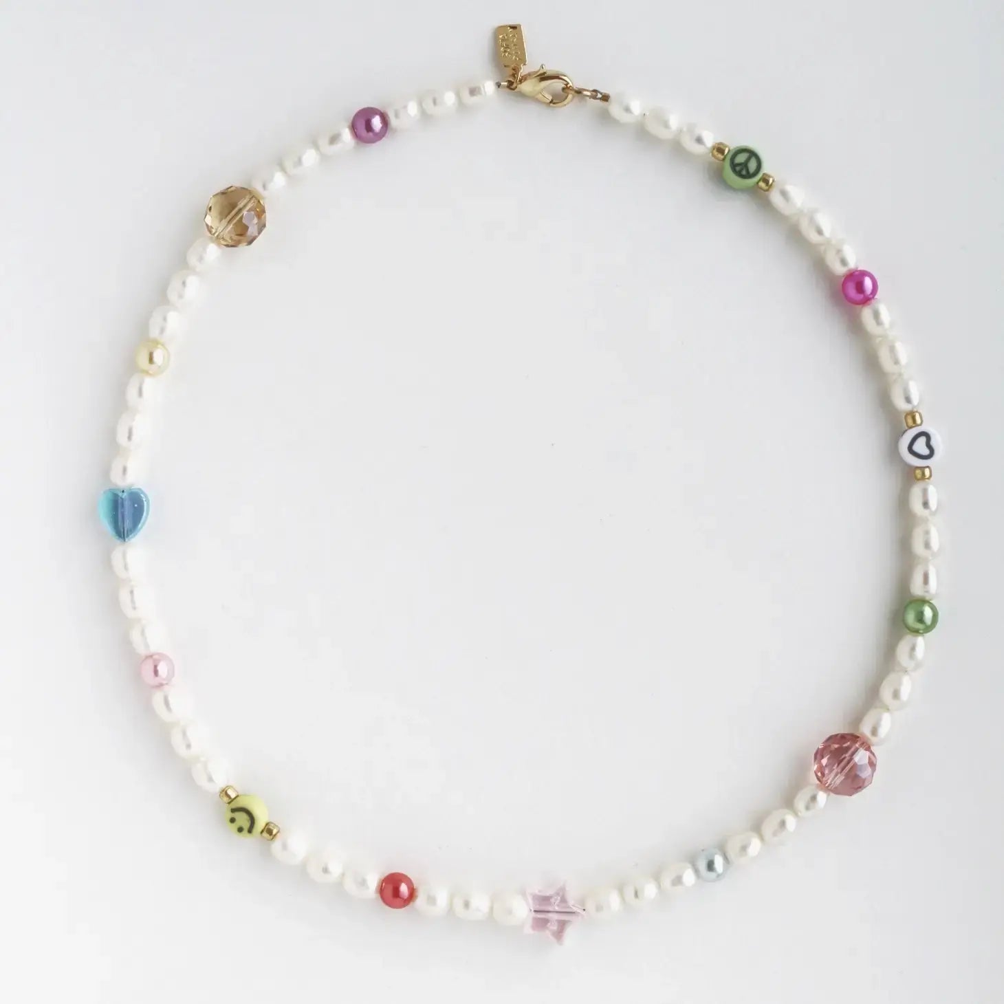 necklace choker - freshwater pearl - mixed beaded smiley by sofia ramsay