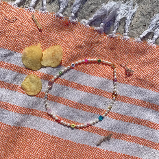 necklace choker - freshwater pearl - mixed beaded smiley by sofia ramsay