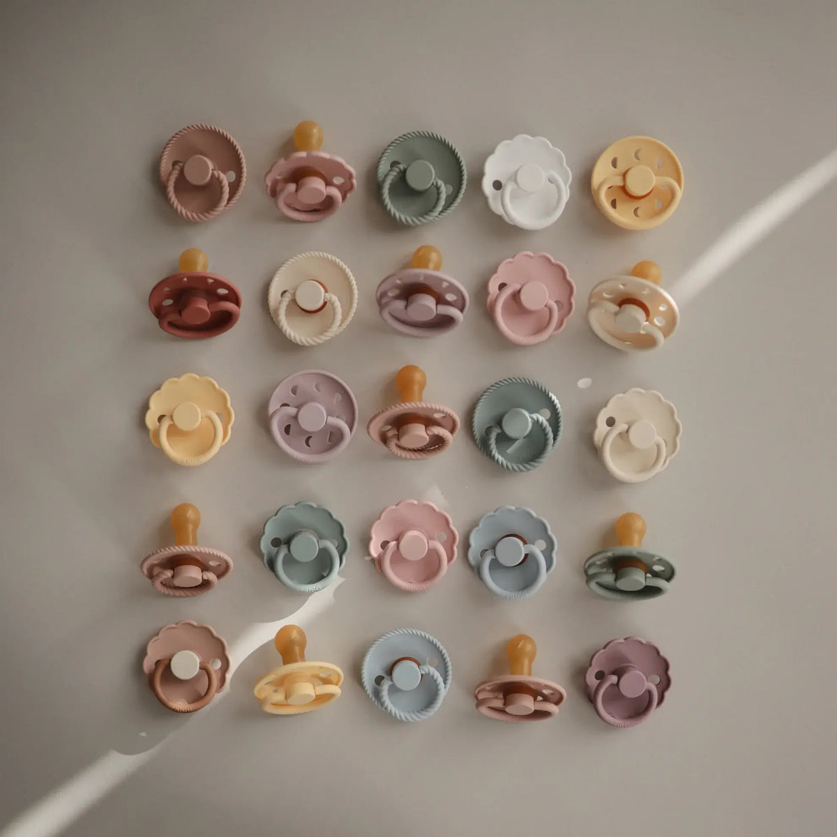 pacifier - brown rubber tip - assorted colors by mushie & co
