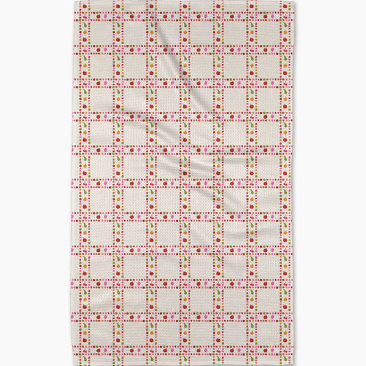 tea towel - microfiber - fruits plaid by geometry house