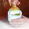 ceramic dish + brush - white/green by full circle home