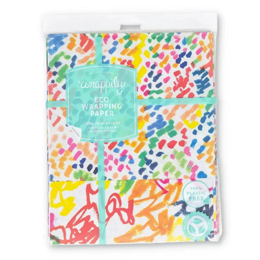 wrapping paper - 2-sided eco - funfetti/squiggles by wrappily eco gift wrap co.