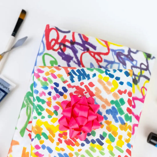 wrapping paper - 2-sided eco - funfetti/squiggles by wrappily eco gift wrap co.