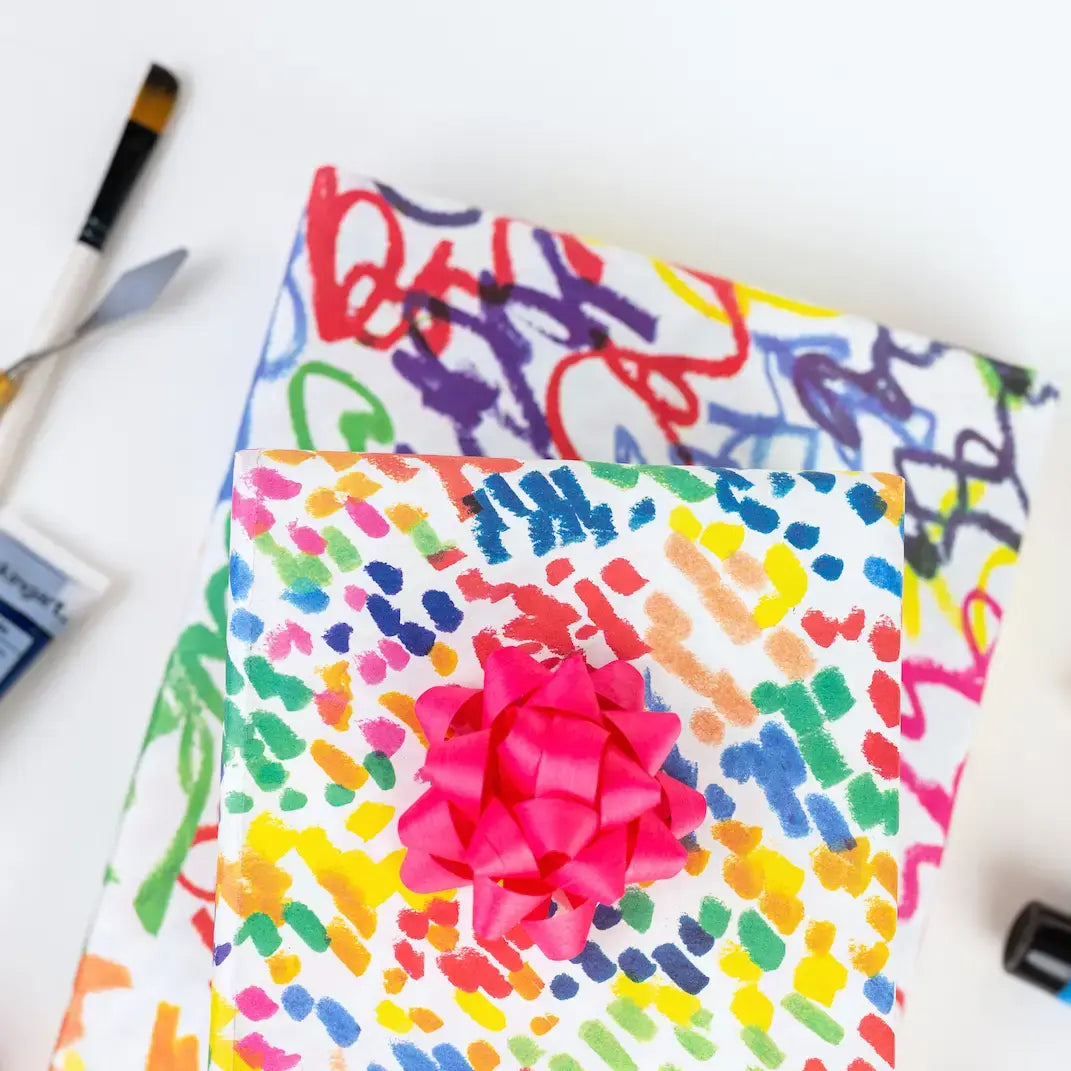 wrapping paper - 2-sided eco - funfetti/squiggles by wrappily eco gift wrap co.