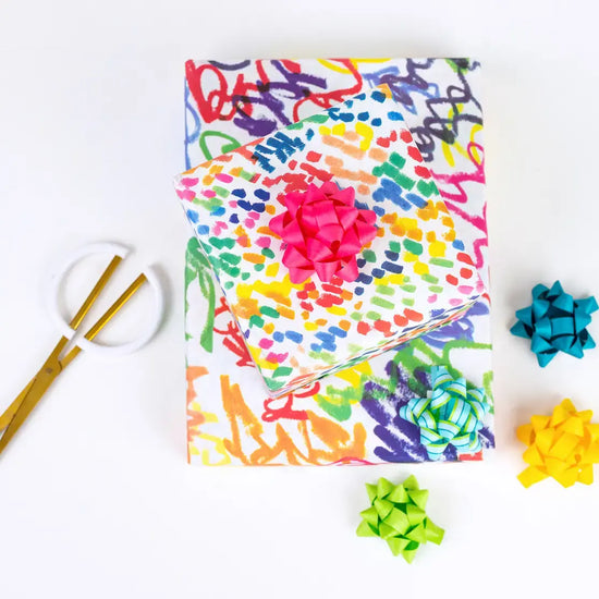 wrapping paper - 2-sided eco - funfetti/squiggles by wrappily eco gift wrap co.