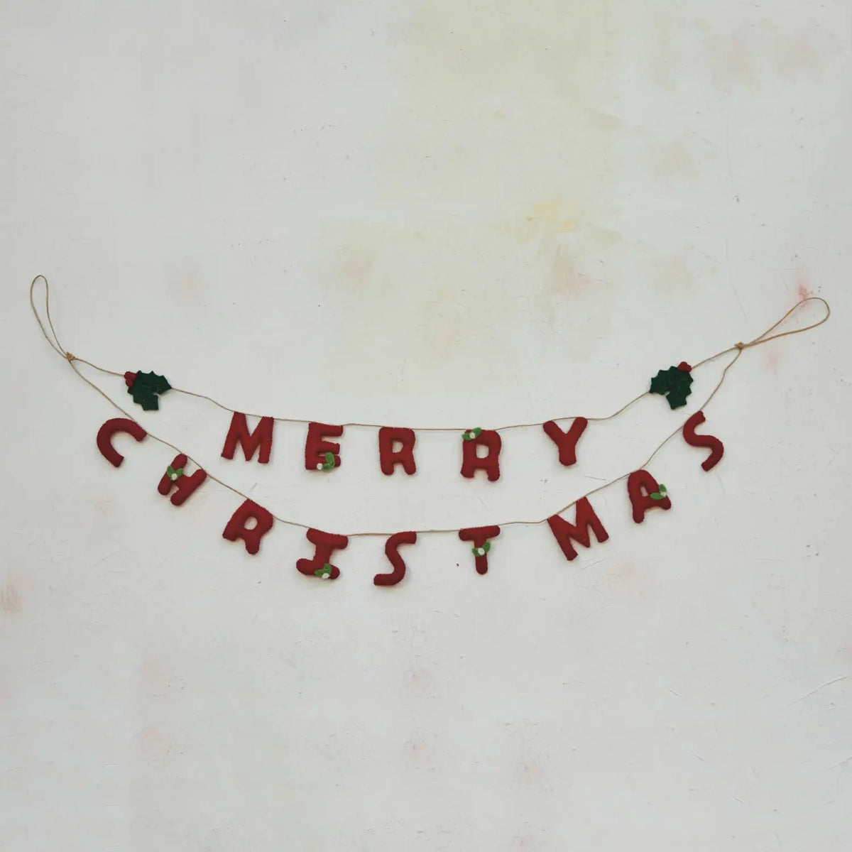 garland - merry christmas - bubble letters - holly + berries by creative co-op
