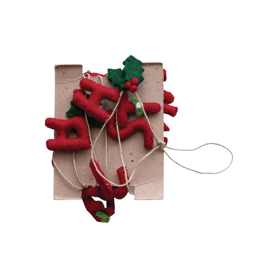 garland - merry christmas - bubble letters - holly + berries by creative co-op